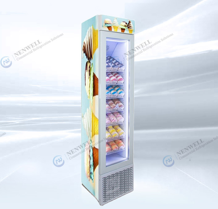  small upright freezer and glass door refrigerator